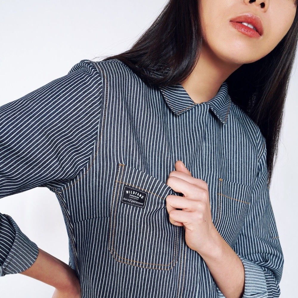 Wildfang railroad stripe coveralls jumpsuit M